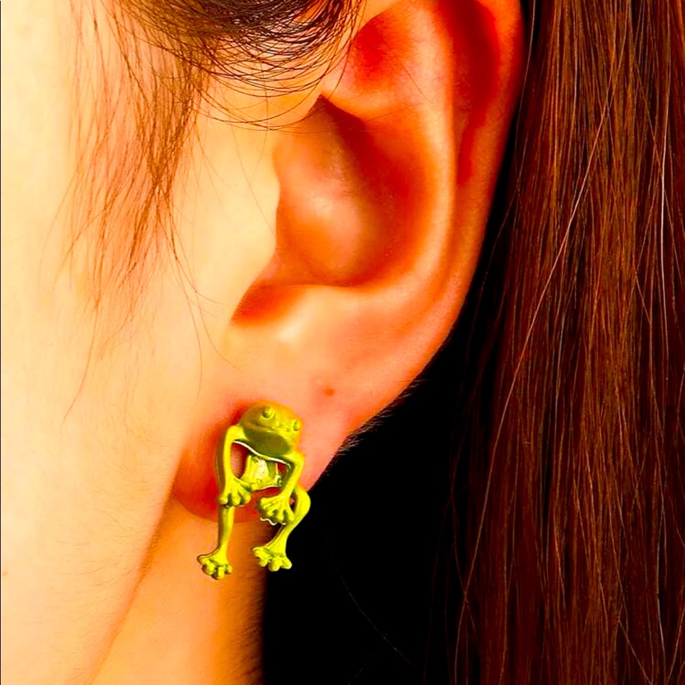 Green Frog Earrings